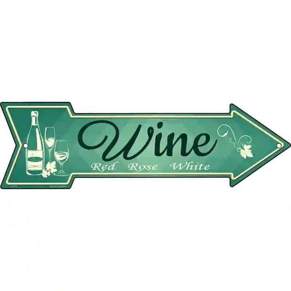 Wine - Red Rose White Novelty Metal Arrow Sign 17" x 5" NEW! Home & Garden:Home Décor:Plaques & Signs Style Your Walls